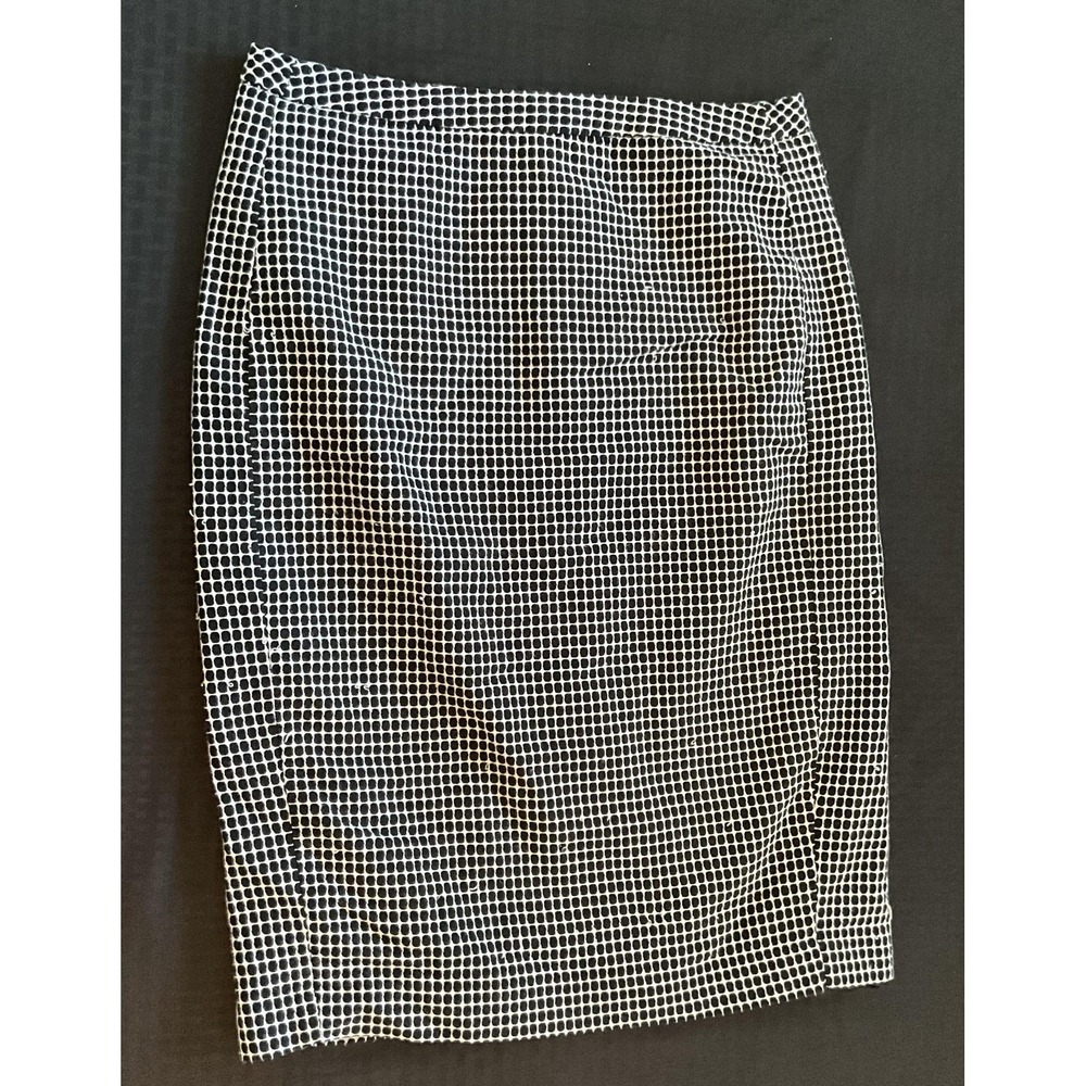 Merona Skirt Womens‎ 6 Black White Pencil Lined Side Zip Geometric Grid Print